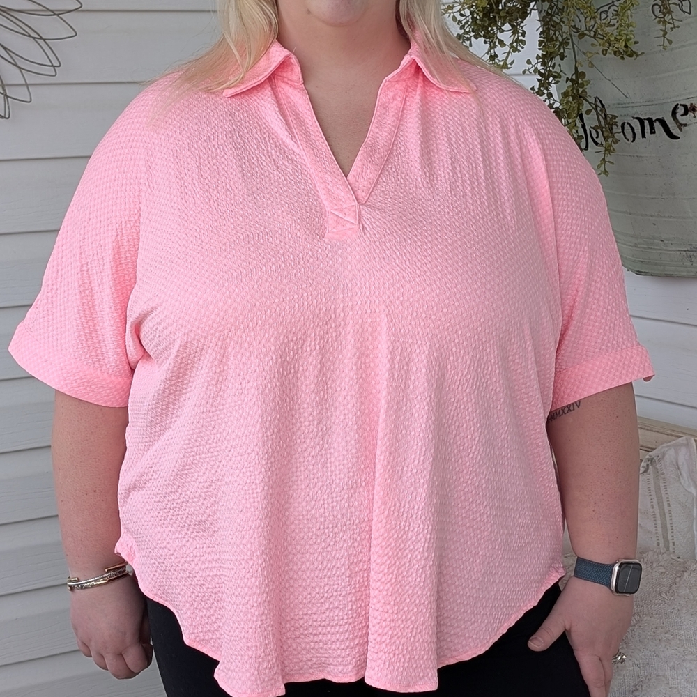 Women's Pink Textured Top